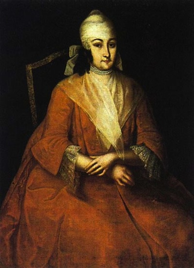 Портрет Анны Леопольдовны в оранжевом платье с повязкой на голове. Около 1740 г.