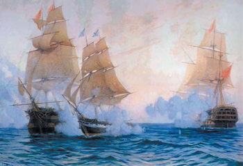 М. Ткаченко. Бой брига «Меркурий» с двумя турецкими кораблями. 1907 г.